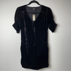 LOFT Black Velvet Shorts Romper